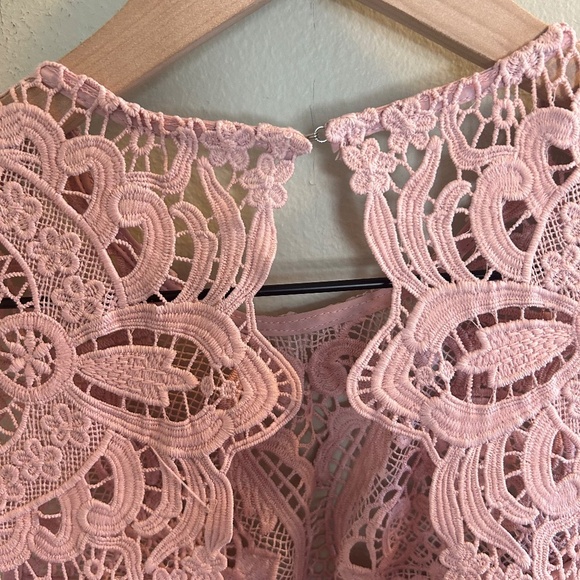 BHLDN Rosaline Dress Size Small Light Pink Lace Cutout Mini Lilac Occasion - Picture 6 of 11